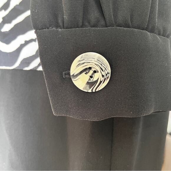 Vintage 80s Chetta B black white zebra print button front size 8 - Picture 9 of 14